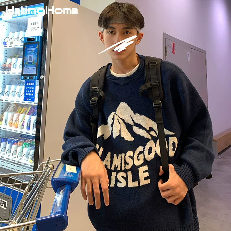 カジュアルウィンターラウンドネックジャンパー