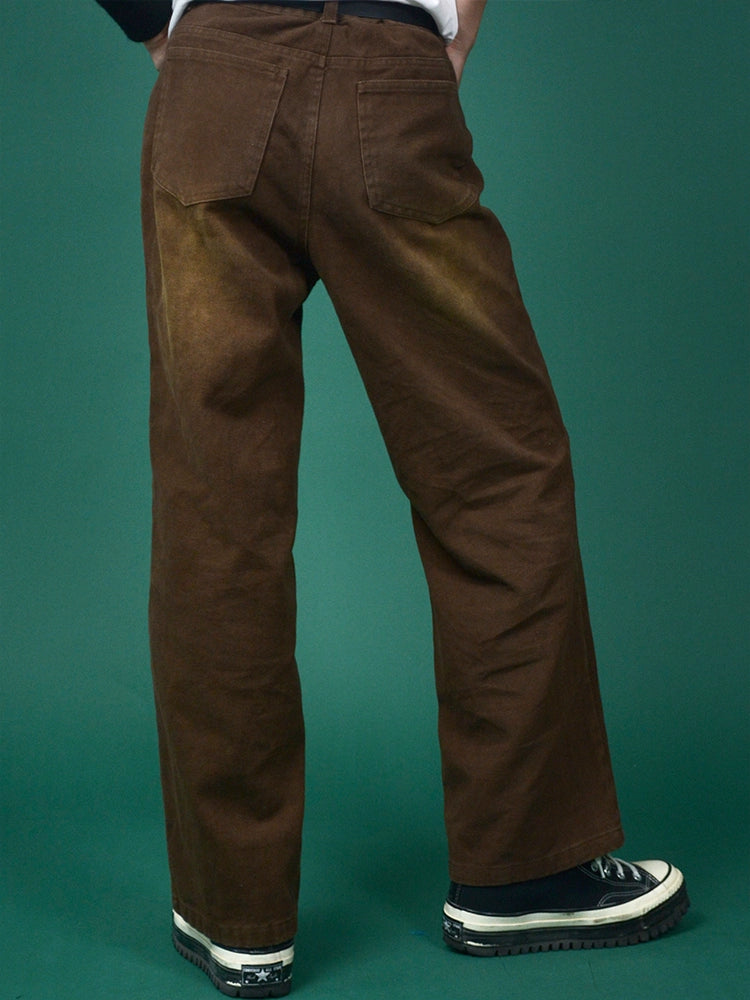 MamaHasGun Retro Punk Rock Washed Brown Cotton Pants