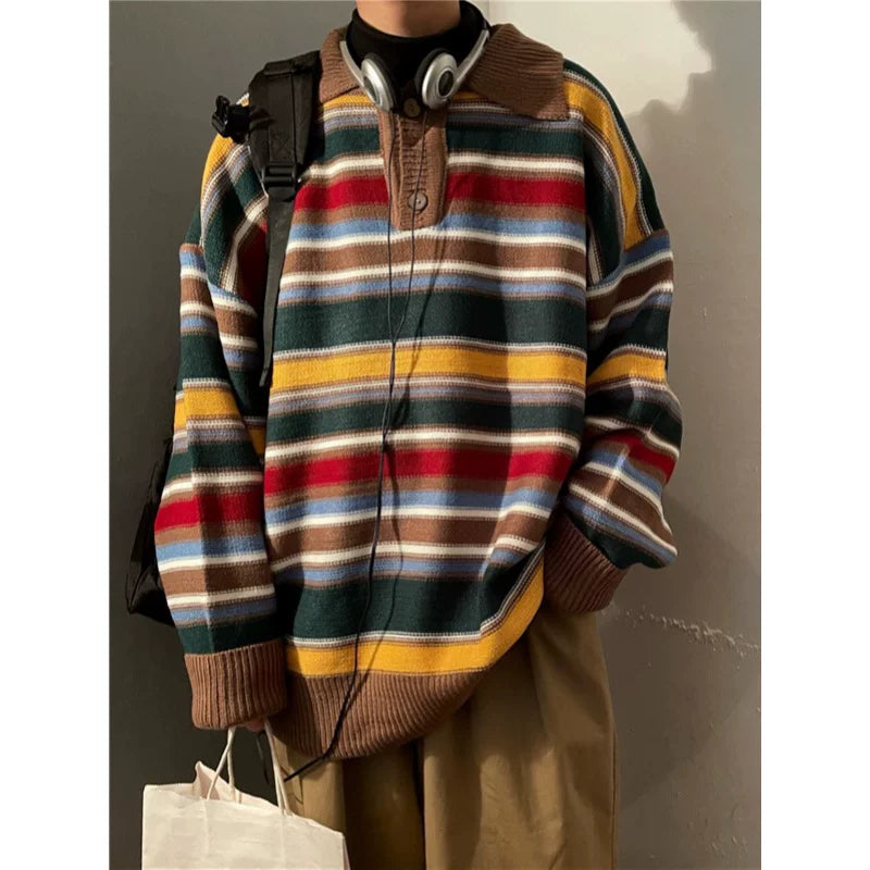 レトロレインボーストライプセーター