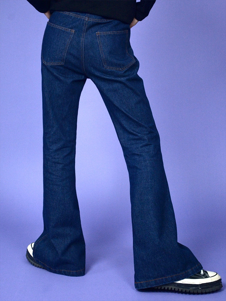 MamaHasGun Slim Fit Leg Lengthening Washed Cotton Flared Pants